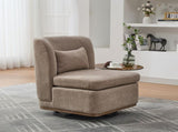 25.2 "Wide Modern Chenille Cushioned Armless Metal Base 360&deg Swivel Chair with Pillow, Suitable for W3118P253947