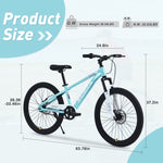 ZUN ZUKKA Mountain Bike,24 Inch MTB for Boys and Girls Age 9-12 Years,Multiple Colors W1019P191760