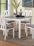 ZUN Modern White Solid wood 5pc Dining Set Table 4x Chairs Gray Fabric Cushions Seats Chairs Dining Room B011P230001