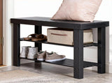 3-Tier Bamboo Shoe Rack Bench , Entryway Storage Organizer with 2 Shelves , Multi-Purpose Hallway 48865974