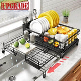 ZUN 2-in-1 Expandable Dish Drying Rack Kit, Stainless Steel Dish Rack Set with Utensil Holder, Cutting 49604699