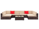 7pcs Brown Rattan Sofa Set 61947468