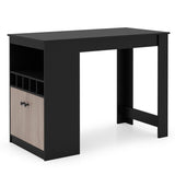 48 inch black kitchen bar table with storage cabinet and wine rack 54512743