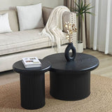 ZUN Modern Round Coffee Table Set – Dual Table Combination with Unique Fluted Table Leg Design, Stylish W2729P199131