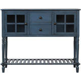 TREXM Sideboard Console Table with Bottom Shelf, Farmhouse Wood/Glass Buffet Storage Cabinet Living WF193444AAM