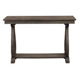 Classic Traditional Sofa Table with Bottom Shelf Dark Oak Finish Scrolled Base Support 1pc Wooden B011P175453