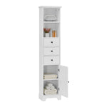 ZUN White Tall Bathroom Cabinet, Freestanding Storage Cabinet with 3 Drawers and Adjustable Shelf, MDF WF298152AAK