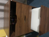 (Walnut) 3 in 1 Vanity Desk with Plip Top Mirror,Small Make Up Vanity Set with Visible Glass 85966326