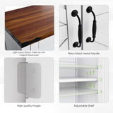 Farmhouse Storage Cabinet with Drawer and Adjustable Shelf, White Kitchen Cabinet with Walnut W1706P280697