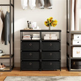 3-Drawer Fabric Storage Cabinet - Removable Foldable Drawers, Industrial Wood Top, Metal Frame with 51249504