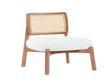 Modern Beige Lounge Chair with Woven Backrest, Sturdy Wooden Frame, Minimalist and N767P241728B