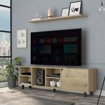 ZUN Valdivia Tv Stand for TV´s up 70", Four Open Shelves, Five Legs -Light Oak B07092114