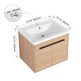 LEVISTAR Oak 24 Inch Bathroom Vanity with resin Countertop Sink, 2 Doors Bathroom Cabinet Set W1972P165042