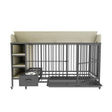 Large pet cage with storage rack, drawers with stainless steel food and water basin, made of iron W3064P245384