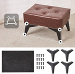 ZUN Small Footstool Ottoman, Leather Soft Footrest Ottoman with Iron Legs, Sofa Footrest Extra Seating 51481402