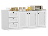 White Buffet Sideboard Cabinet, 3 Drawers & 3 Shutter Door Cabinets, Abundant Storage Space 88598121