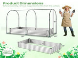3-in-1 Raised Garden Bed with Greenhouse Cover 130 Gal Galvanized Metal Planter Box - Silver 30611088