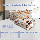 Pumpkin Autumn Leaves Design Quilt Set 3 Pieces King Size All Seasons Bedding Quilt Bed Set with 2 77943134