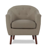 Beige Fabric Upholstered Accent Chair 1pc Espresso Finish Legs Button Tufted Solid Wood Furniture B011P182503