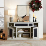 ZUN Embossed Pattern TV Stand, TV and Media Console with Open and Closed Storage Space and sliding door W1758P231682