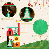 56in Christmas Themed Plush Cat Tree, Multi-level Cat Tower with Cat Condos, Top Crown Perch, Sisal 34481126