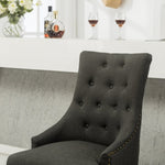 ZUN Charcoal Button Tufted Solid Wood Wingback Hostess Chairs with Nail Heads Set of 2 T2574P164606