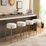 ZUN 30" Tall, Round High Bar Stools, Set of 2 - Contemporary upholstered dining stools for kitchens, 56174767