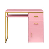 ZUN FCH pink particle board iron pipe 97*35*78cm 2 drawers and 1 door computer desk can be used in 37906813