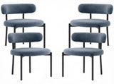All-in-One Gray 4-Piece Modern Round Upholstered Kitchen Chairs, Curved Backrest, Soft Thick Cushion 61123655