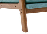 High Back Solid Wood Armrest Backrest Iron Frame Linen Indoor Leisure Chair Teal 05799351
