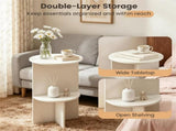 2-Tier Modern White Side End Table Engineered Wood Accent Nightstand with Open Storage Shelf 36576351