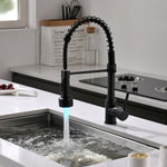 ZUN LED Commercial Kitchen Faucet with Pull Down Sprayer, Single Handle Single Lever Kitchen Sink Faucet W1932P171822