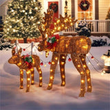 2-piece set lit moose Christmas decoration with LED lights 16393825