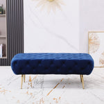 ZUN Sira Velvet Button Tufted Bench with Gold Metal Legs, Blue T2574P164597