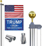 ZUN 20 FT Trump Flagpole, Aluminum Flag Pole,Two Flags W2505P222650