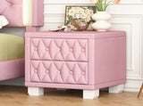 Elegant Velvet Nightstand with 2 Drawers and Crystal Handle, Storage Bedside Table with 65270189