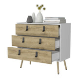 ZUN Kimball 3-drawer Dresser, Modern Chic Storage with Wooden Legs B128P176105