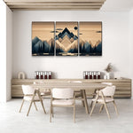 ZUN 3 Panels Framed Abstract Wood Grain Boho Style Mountain & Forest Canvas Wall Art Decor,3 Pieces W2060P155381