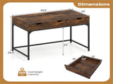 43.5" Home Office Desk with Built-in Charging Station & 3 Drawers Hidden Compartment 65126264