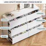 6 Drawer White Dresser, Modern Dresser for Bedroom Spacious Countertop, Wood Storage Cabinet W3204P318437