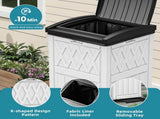 32 Gallon Outdoor Trash Can, Waterproof Resin Garbage Bin with Lid & Drip Tray for Porch Backyard 73752595