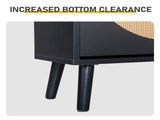 Rattan-front shoe cabinet with 1 drawer and 2 flip-down compartments, particleboard, 54*24*110cm, 87563198