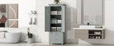 ZUN Tall Storage Cabinet with Two Drawers for Bathroom/Office, Grey WF299284AAE