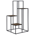 ZUN Rustic Brown and Black 4-Tier Display Shelf B062P153776