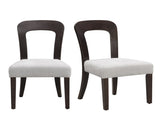 Dining Chairs Set of 2, Upholstered Kitchen Side Chairs with Gray Fabric Seating Dark Brown Solid N779P236958E