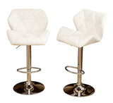Glasgow Contemporary Tufted Adjustable Height Hidraulic Bar Stools, Set of 2, White T2574P164868