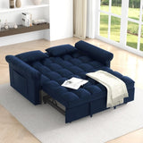 Loveseats Sofa Bed with Pull-out Bed,Adjsutable Back-Blue W487P263843