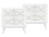 2pcs 45*30*60cm MDF Spray Paint, Smoked Mirror, Two-Drawn Carving, Bedside Table, White 22300733