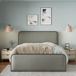 ZUN Modern Metal Bed Frame with Curved Upholstered Headboard and Footboard Bed with Under Bed Storage, WF319294AAE