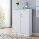 ZUN White Shoe Storage Cabinet with Fives Shelves, Two Drawers, Fits 15 Pairs of Shoes B107130885